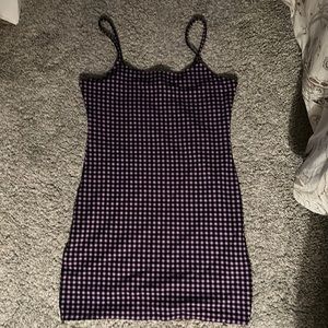 A purple plaid dress